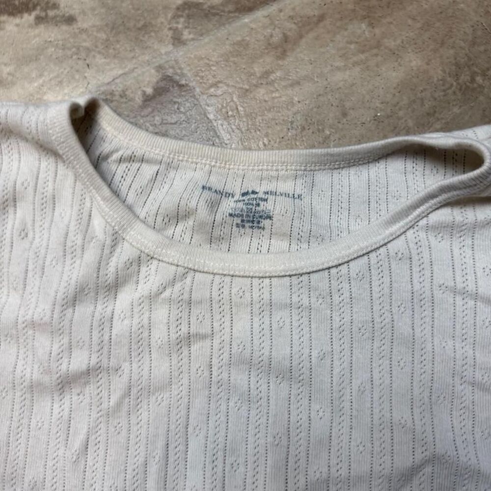 Brandy-melville Women's Cream and White Crop-top - Picture 2 of 3